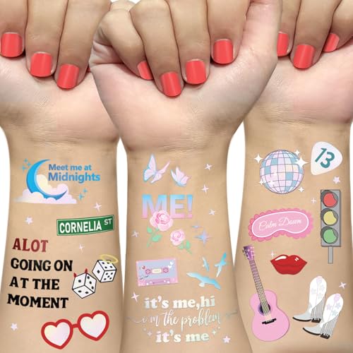 Eras Party Temporary Tattoos - 62 Iridescent Designs