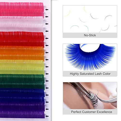 16-Row Colored Lash Extensions Mix | 0.07mm D Curl