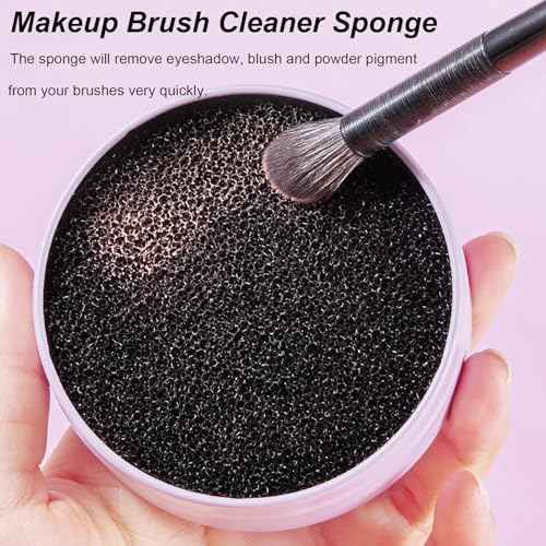 2 Pack Makeup Brush Cleaner Dry Sponge to Remove Eyeshadow Blush Powder Brush Color Change Clean Quickily and Easily Portable for Home or Travel Makeup