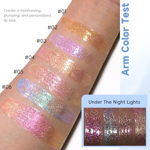 HOSAILY 6-Piece Holographic Chameleon Lip Gloss Set