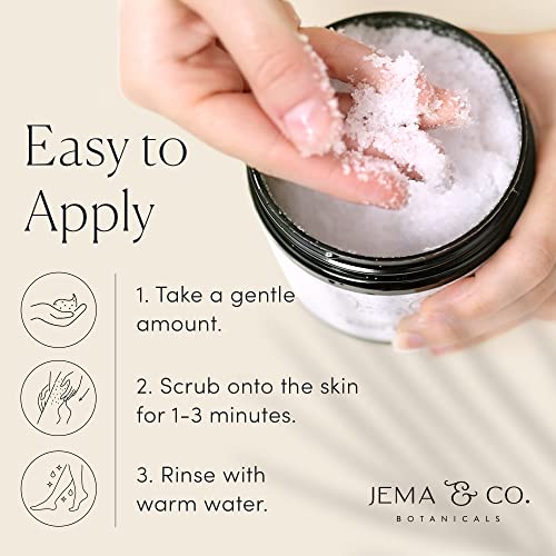 Jema & Co. - Exfoliating Body Scrub, Body Exfoliator with Shea Butter, Coconut & Sweet Almond Oil, Moisturizing Dead Sea Salt Scrub (Coconut Milk, Large, 16 Ounce)