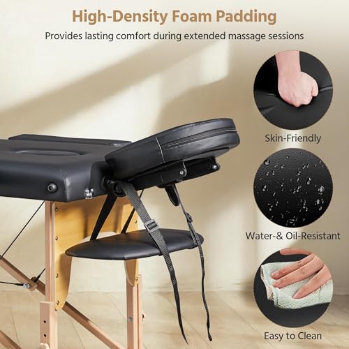 Yaheetech Portable Folding Massage Table, Height-Adjustable