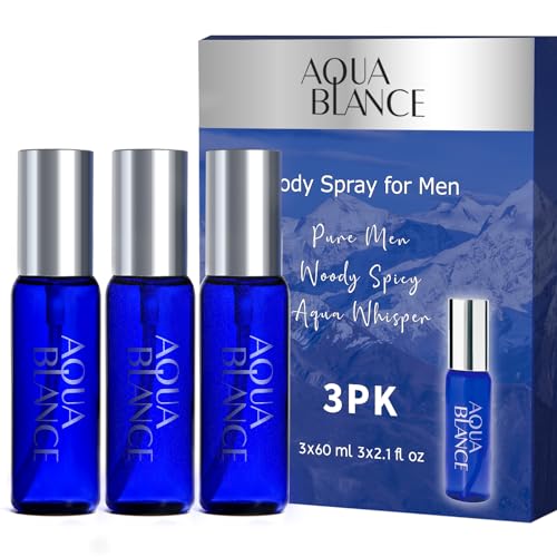 AQUA BLANCE Men's Body Spray 3-Pack Travel Size, 2.1 Oz