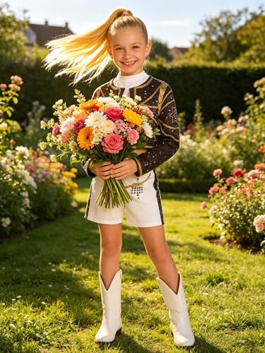 Girls Stage Costume Jacket Tank Top Shorts Set