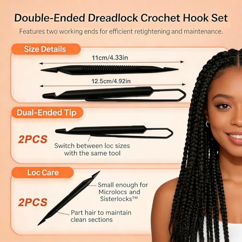 4-Piece Interlocking Loc Tool Set for Dreadlocks & Microlocs