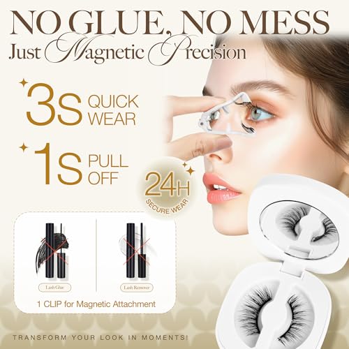 Magnetic Eyelashes with Applicator - Reusable Soft Lashes, No Glue
