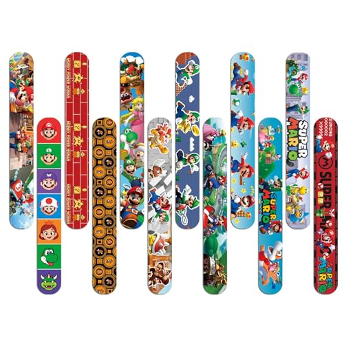 24Pcs Mario Galaxy Slap Bracelets Set - Super Bros Party Favors
