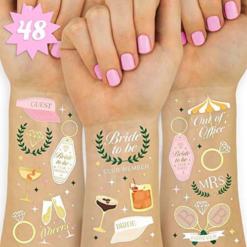 xo, Fetti Bachelorette Party Temporary Tattoos - 48 Gold Foil Designs
