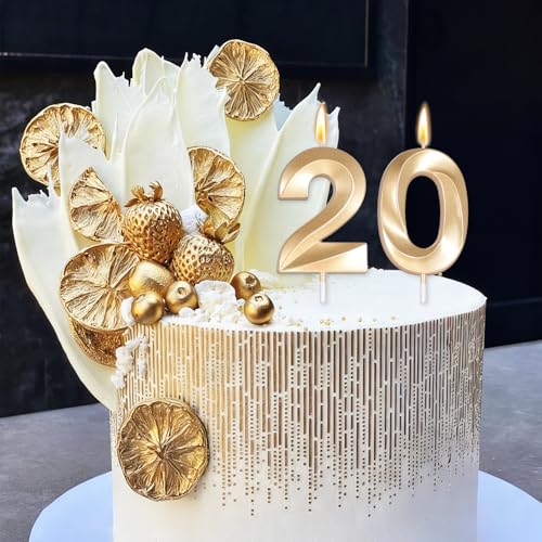 Light Gold 2.76 Inch Number 50 Candle for 50th Birthday Decorations, Men Women, Anniversary & Party