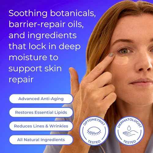 Restorative Under Eye Balm - Optometrist & Dermatologist Recommended - Anti-Aging with Moisturizing Omegas - Reduces Dryness & Smooths Fine Lines - All Natural, Fragrance-Free, Non-Comedogenic