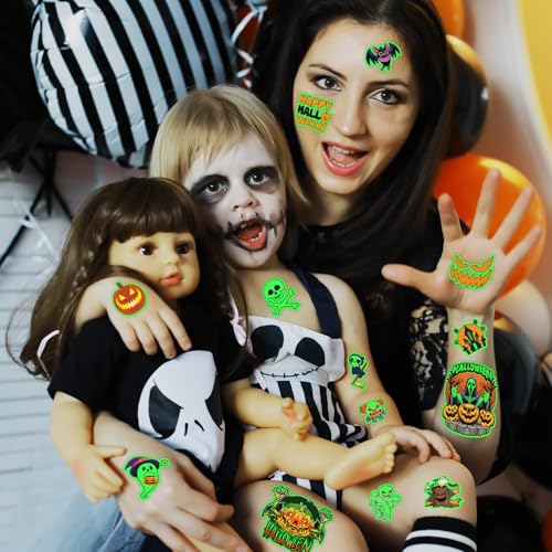 Winthrop 340 Pcs Glow in the Dark Halloween Temporary Tattoos