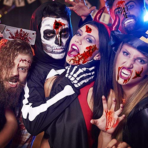 Zombie Scar Tattoo Stickers with Fake Blood - Halloween Costume Makeup