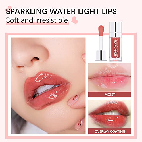 GECOMO Hydrating Lip Glow Oil - Plumping Tinted Lip Gloss 0.2 OZ