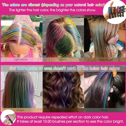 Hair Chalk Comb for Girls - Washable Temporary Hair Color