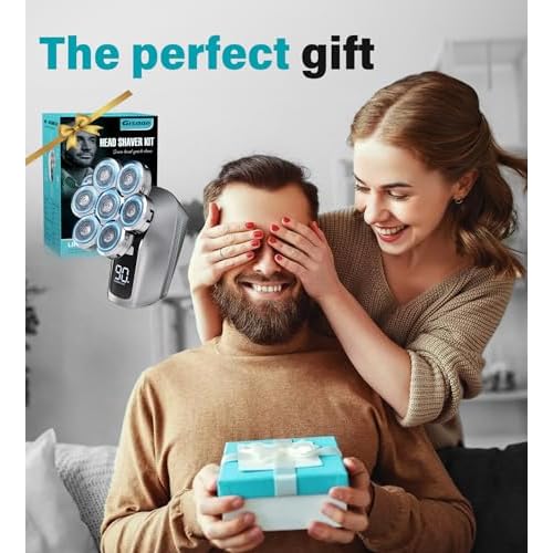 Head Shavers for Bald Men, Upgraded 7D Electric Razor, Cordless Rechargeable, Ipx7 100% Waterproof, Dry & Wet Bald Head Shaver, Beard Grooming Kit with Led Display