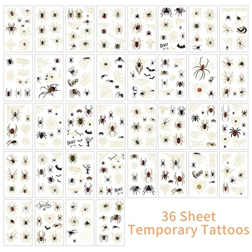 Glow in the Dark Spider Web Temporary Tattoos 260pc