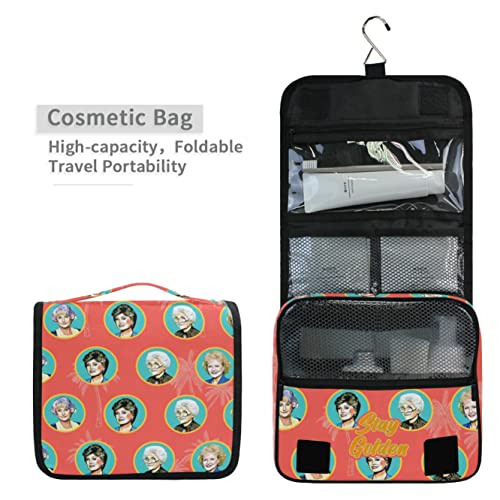 Bad Bananas Golden Girls Merchandise - Large Travel Hanging Toiletry Bag Organizer - Stay Golden - Cosmetic Case for Women