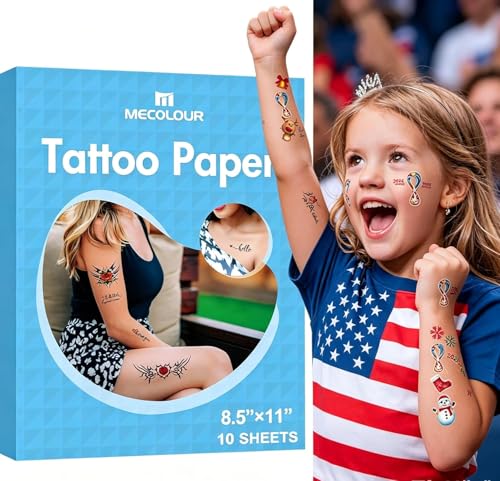 Printable Temporary Tattoo Paper for Laser Printer, 8.5x11 (10 Sheets)