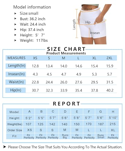 THE GYM PEOPLE High Waist Yoga Shorts for Women Tummy Control Fitness Athletic Workout Running Shorts with Deep Pockets (X-Small, White)