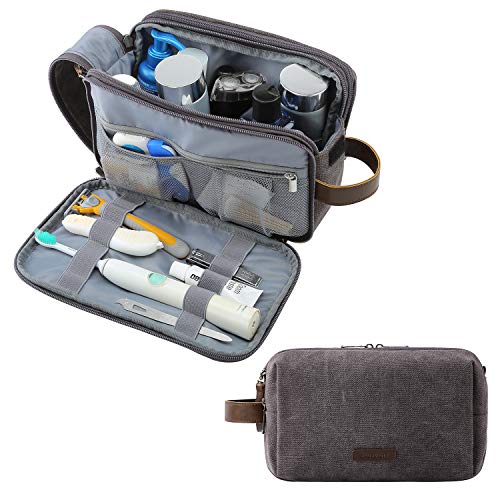 BAGSMART Canvas Toiletry Bag for Men, Water-Resistant Dopp Kit