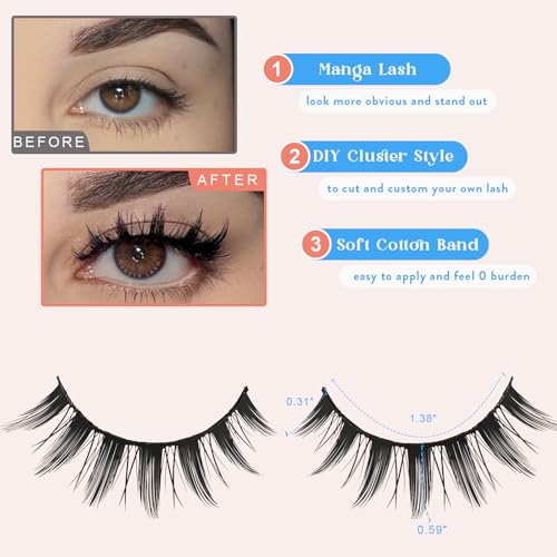 Manga Cat Eye Lashes 8 Pairs - Natural Wispy Mink Eyelashes