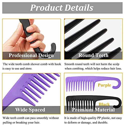 Large Wide Tooth Comb for Wet Curly Hair - 2PCS Detangling Brush