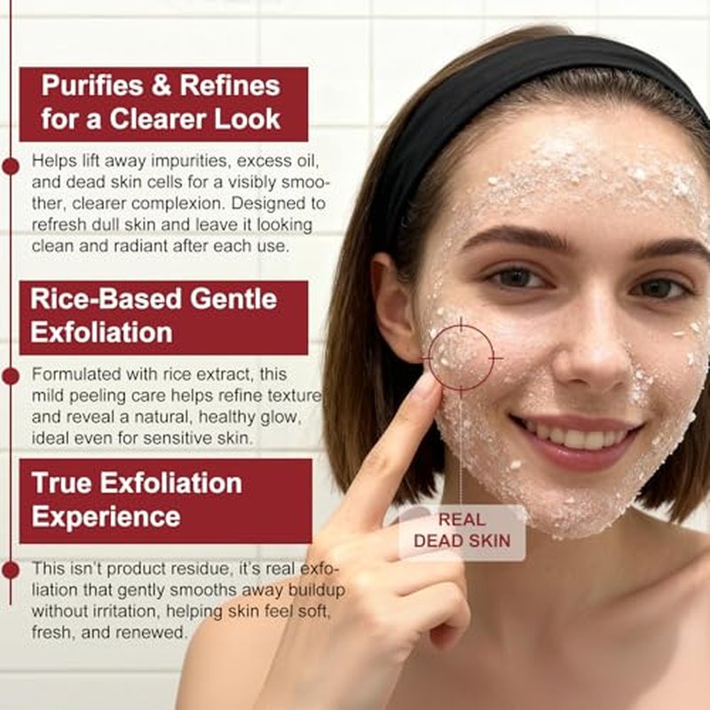 White Rice Peeling Glow Ampoule - Rice Exfoliator for Face & Body - Gentle Remove Dead Skin, Blackheads, Refine Pores & Provide Deep Hydration for All Skin Types, 100ml