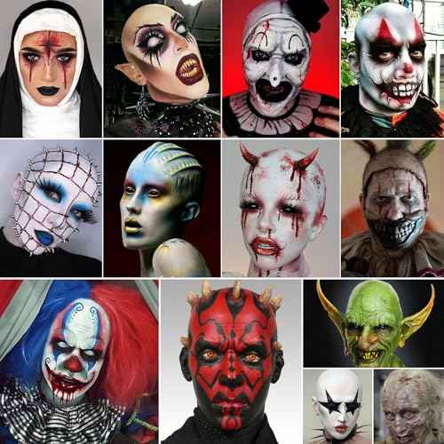 Bald Cap Halloween Makeup Kit for Woman Man, Professional Complete Bald Cap Character Set for Cosplay,Sfx Halloween Makeup Costumes Party Theater look-with Instruction, Realistic Bald Cap Kits