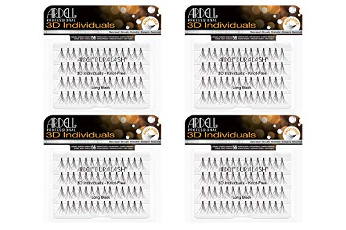 Ardell 3D Individuals Long Black False Lashes x 4 packs