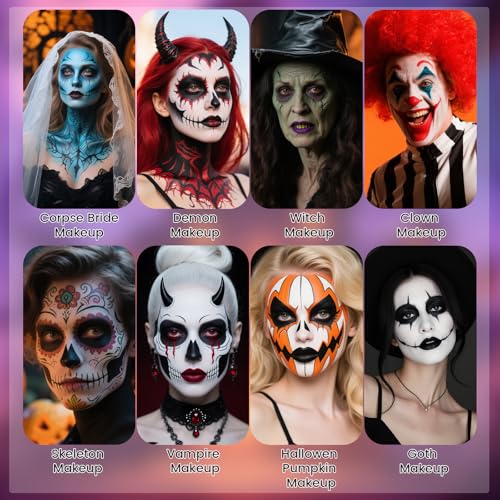 Oil-Based Face Paint Kit with Brushes - Halloween Cosplay SFX