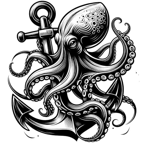 Temporary Tattoo Sheets - Octopus & Anchors Waterproof Design