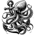 Temporary Tattoo Sheets - Octopus & Anchors Waterproof Design