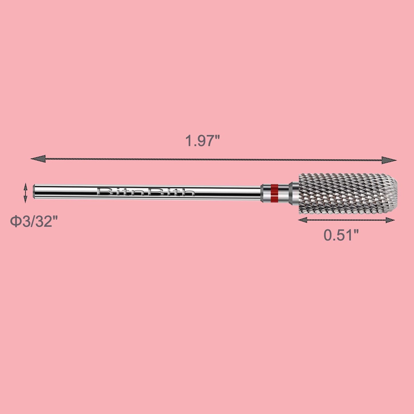 BITNBITH Nail Drill Bit 3/32”Fast Remove for Acrylic or Hard Gel,Barrel Electric Nail File Carbide Bit for Nail Cuticle Gel Dipping Powder Polishing, Professional Manicure Pedicure Nail Art Tool,Fine