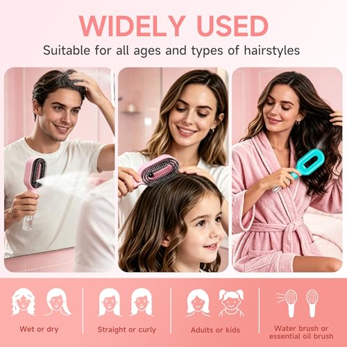 FUNAN 2-in-1 Detangling Hair Brush with Spray Bottle, 50ml