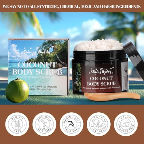 Coconut Body Scrub Exfoliator with Natural Ingredients Exfoliating Body Scrub for Women£¬Pure Oils and Dead Sea Salt Minerals£¬Moisturizing and Nourishing Skin(16.9oz)