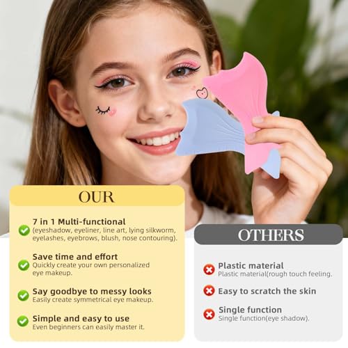 7-in-1 Silicone Eyeliner Stencil Tool – Eyebrow Shaper & Makeup Guide