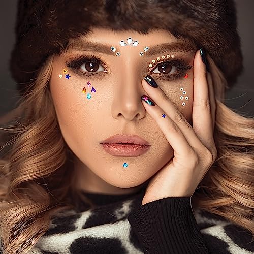 Face Gems Stickers - 9 Sheets Self-Adhesive Jewels for Makeup