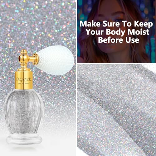 Etercycle Silver Body Glitter Spray - Face & Hair Shimmer
