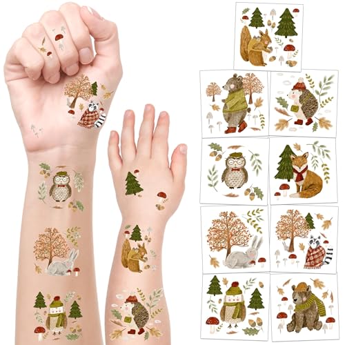 Forest Animal Temporary Tattoos - 108 Woodland Creature Stickers