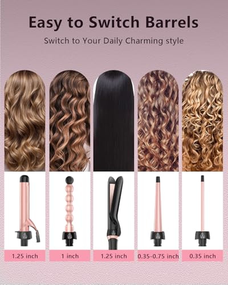 Aduarjo 5-in-1 Curling Iron Set with Flat Iron - All Hair Types