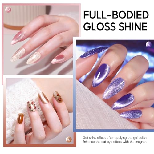 PEACECOLOR Cat Eye Gel Nail Polish Set - 6 Neon Colors