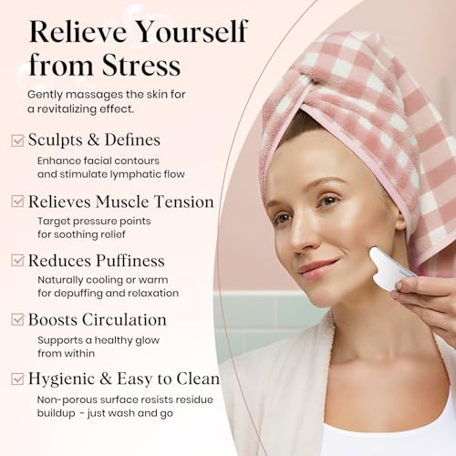 Stainless Steel Gua Sha Facial Tools, Lymphatic Drainage Massager for Face Sculpting, Chin & Jawline Shaper, Metal Guasha Tool for Body Eyes Neck, Self Skin Care Gift for Women Men with Pouch