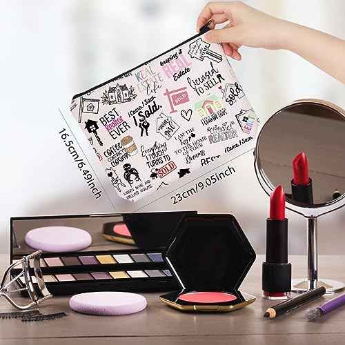 WCGXKO Novelty Realtor Gift Realtor Sayings Real Estate Life Quotes Canvas Makeup Bag (realtor)