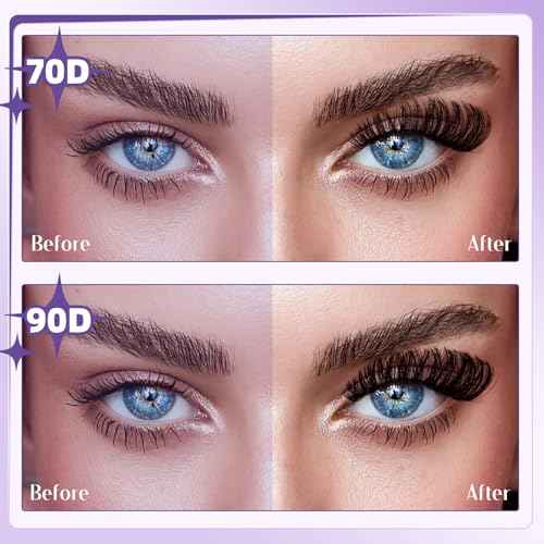 B&Q Volume Lash Clusters 70D+90D, Supersoft Eyelash Clusters 10-18mm, D Curl Cluster Eyelash Extensions, Wispy Cat Eye Lashes Fluffier Individual Lashes for Beginners£¨70D+90D£©
