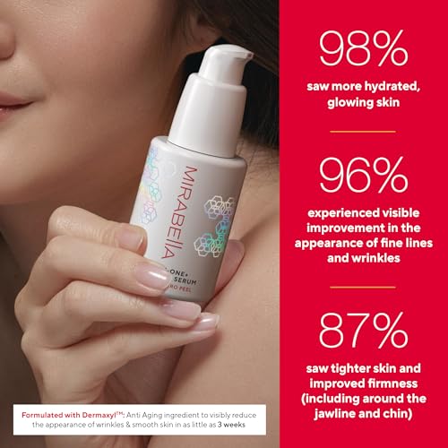 Mirabella All In One Clarifying Serum Micro Peel for Anti Aging - Hydrating 7% Glycolic Acid & 8.8% Lactic Acid Serum Face Peel with AHA BHA Exfoliant, 1 Oz