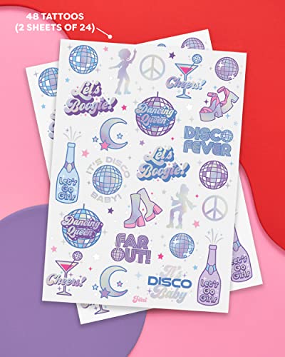 xo, Fetti Disco Birthday Temporary Tattoos - 48 Iridescent Foil