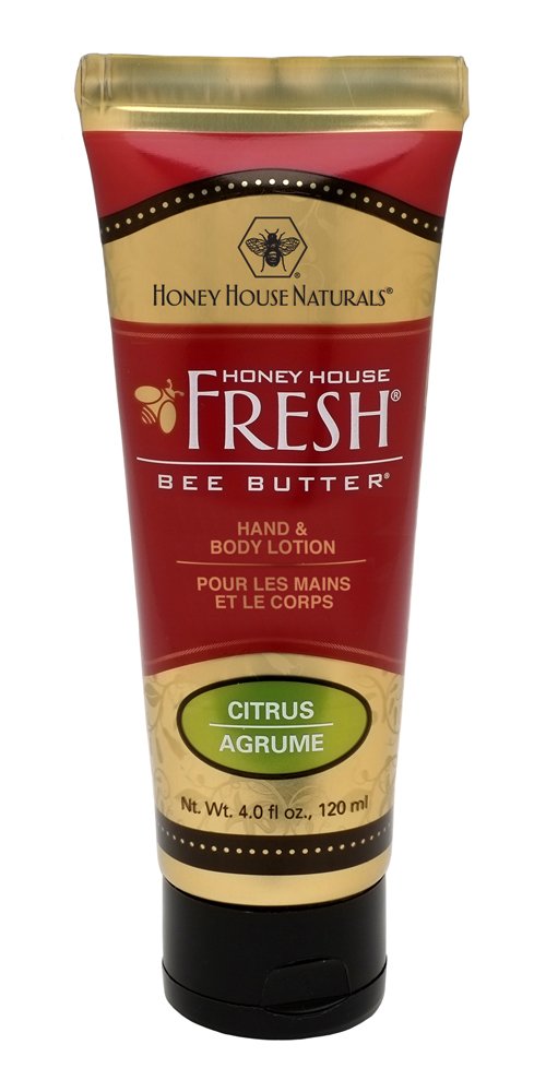 Honey House Naturals Bee Butter Tube Lotion Cream, Citrus, 4 Ounce