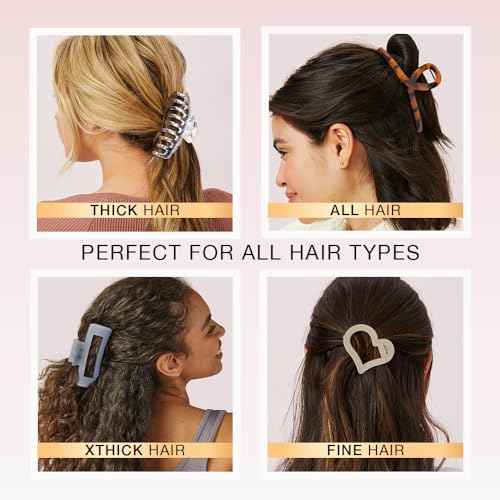 Scunci by Conair 8 piece claw clips set - claw clips for thick hair - hair accessories for women - Neutral Colors