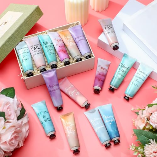Leelosp 60 Pack Employee Appreciation Team Gift Bulk Travel Size Hand Cream Inspirational Natural Fragrance Hand Lotion Winter Thank You Gift for Women Teacher Nurse Coworker Staff Baby Shower