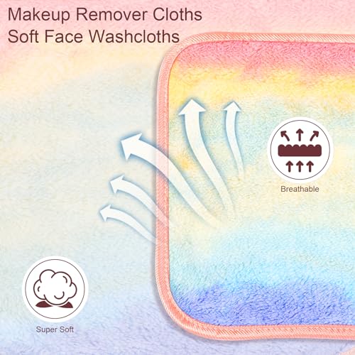 PHOGARY Microfiber Makeup Remover Cloths, 6 Pack Reusable Makeup Eraser Cloth for Face, Microfibre Erase Your Face Washcloths, Make up Cloth Remover Towel - Gentle on Skin (8 x 8in, Rainbow)